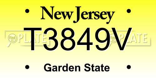 T3849V New Jersey License Plate