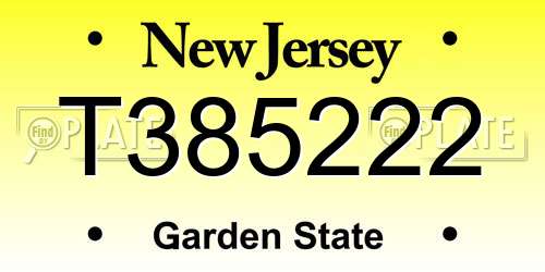T385222 New Jersey License Plate