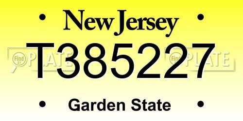 T385227 New Jersey License Plate