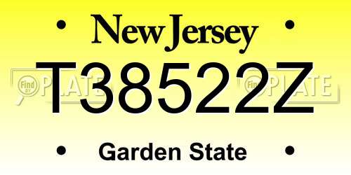 T38522Z New Jersey License Plate
