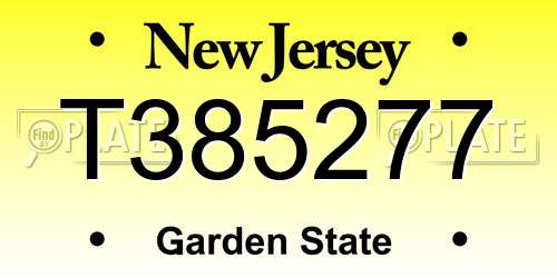 T385277 New Jersey License Plate