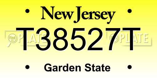 T38527T New Jersey License Plate