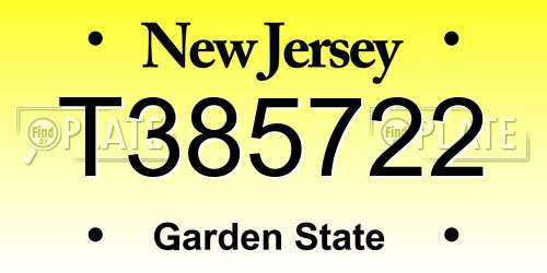 T385722 New Jersey License Plate