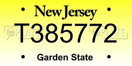 T385772 New Jersey License Plate