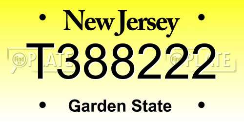 T388222 New Jersey License Plate