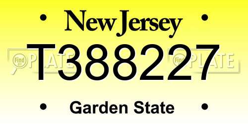 T388227 New Jersey License Plate