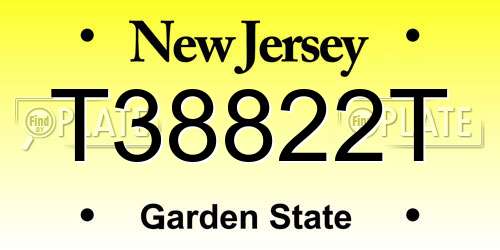 T38822T New Jersey License Plate