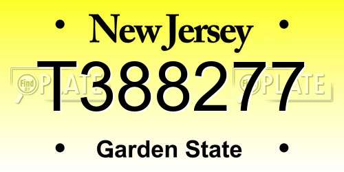 T388277 New Jersey License Plate