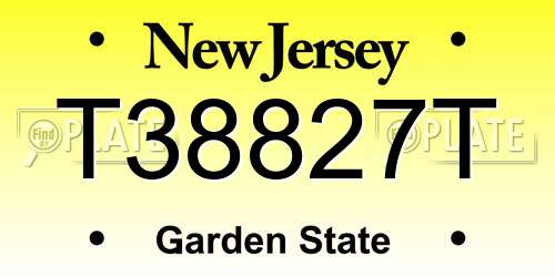 T38827T New Jersey License Plate