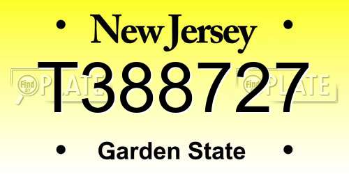T388727 New Jersey License Plate