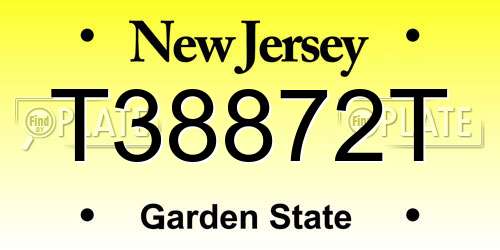 T38872T New Jersey License Plate