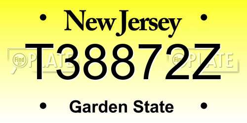 T38872Z New Jersey License Plate