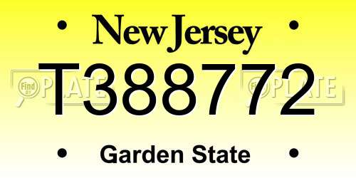 T388772 New Jersey License Plate