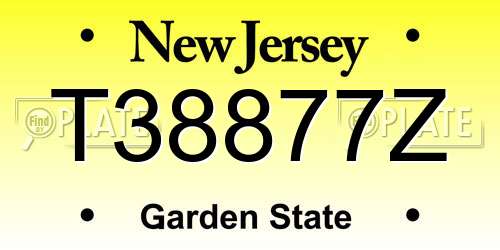 T38877Z New Jersey License Plate