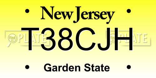 T38CJH New Jersey License Plate