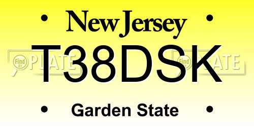 T38DSK New Jersey License Plate