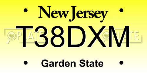 T38DXM New Jersey License Plate