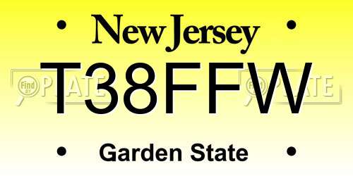 T38FFW New Jersey License Plate
