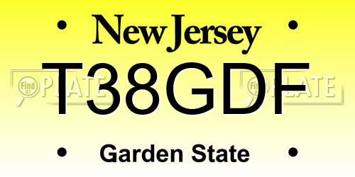 T38GDF New Jersey License Plate