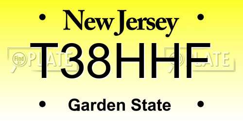 T38HHF New Jersey License Plate