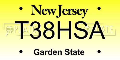 T38HSA New Jersey License Plate