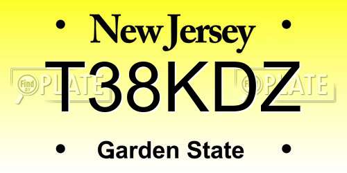 T38KDZ New Jersey License Plate