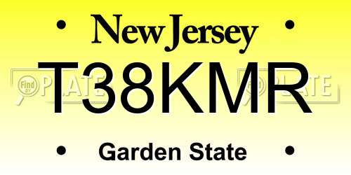 T38KMR New Jersey License Plate