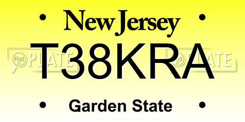 T38KRA New Jersey License Plate