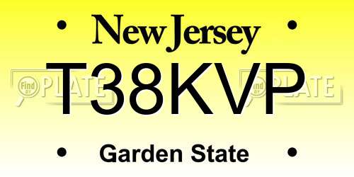 T38KVP New Jersey License Plate