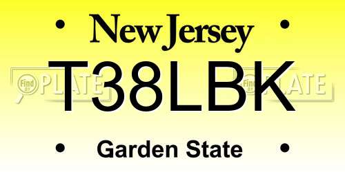 T38LBK New Jersey License Plate