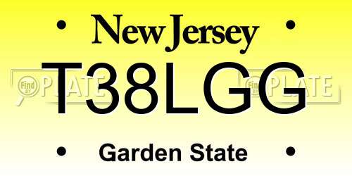 T38LGG New Jersey License Plate