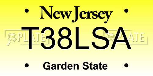 T38LSA New Jersey License Plate