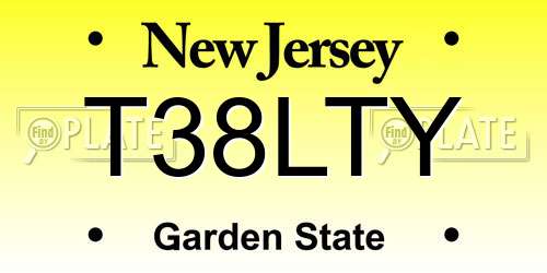 T38LTY New Jersey License Plate