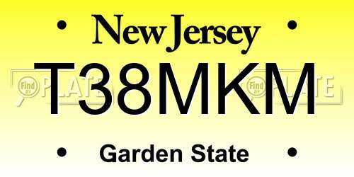 T38MKM New Jersey License Plate