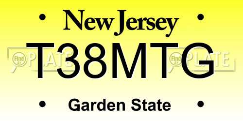 T38MTG New Jersey License Plate