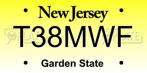 T38MWF New Jersey License Plate