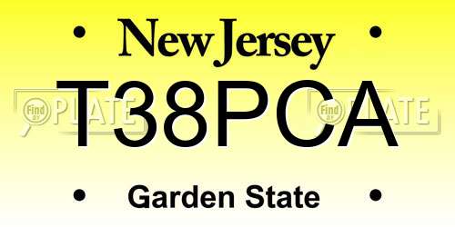 T38PCA New Jersey License Plate