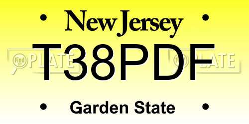 T38PDF New Jersey License Plate