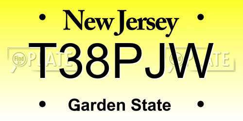 T38PJW New Jersey License Plate