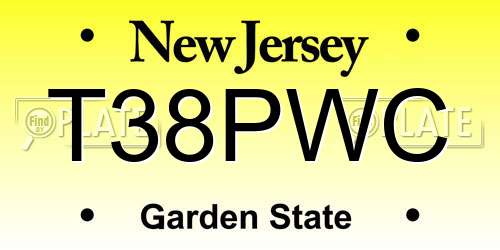 T38PWC New Jersey License Plate