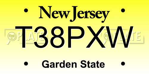 T38PXW New Jersey License Plate