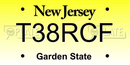 T38RCF New Jersey License Plate