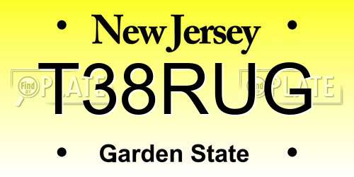 T38RUG New Jersey License Plate