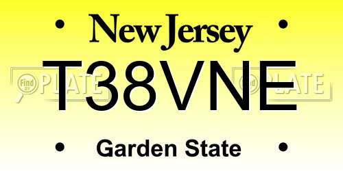 T38VNE New Jersey License Plate