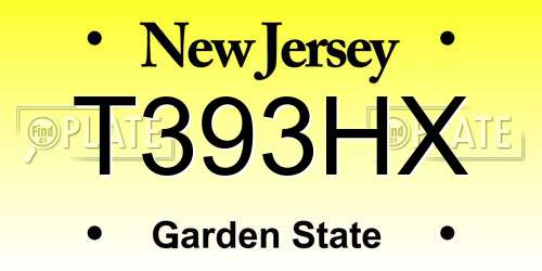 T393HX New Jersey License Plate