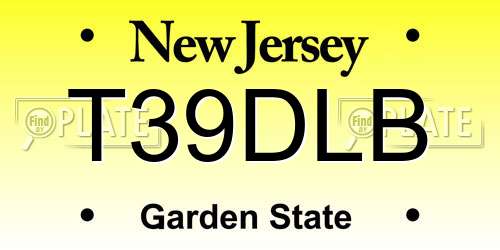 T39DLB New Jersey License Plate