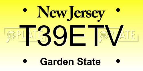 T39ETV New Jersey License Plate