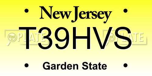 T39HVS New Jersey License Plate