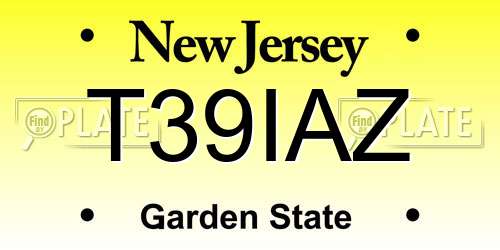 T39IAZ New Jersey License Plate