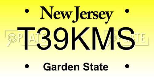 T39KMS New Jersey License Plate